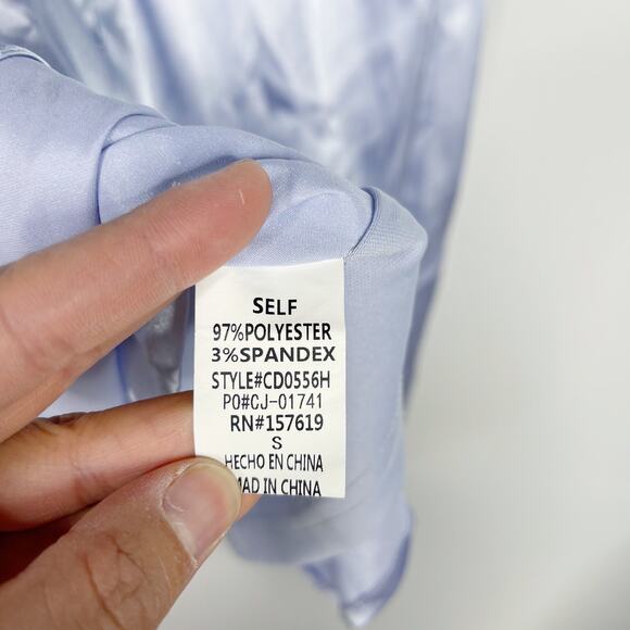 New Cloud Ten Small S Blue Alaleh Satin Cowl Neck Mini Slip Dress Wrap Detail - Picture 10 of 12